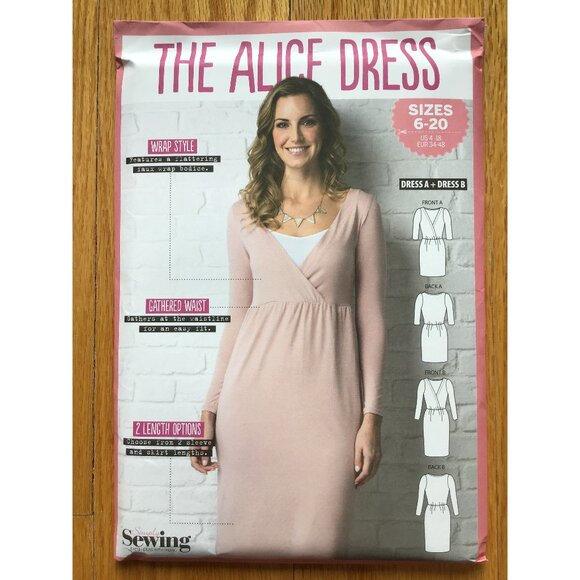 Misses Mock Wrap Dress Pattern The Alice Dress UNCUT Size 4 6 8 10 12 14 16 18 - Picture 1 of 5
